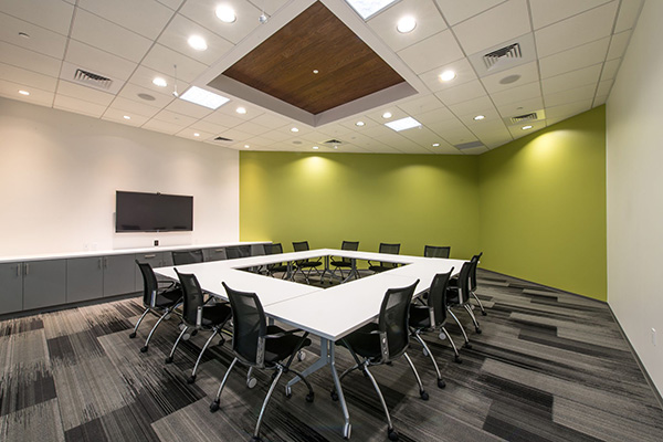 Lime green conference room