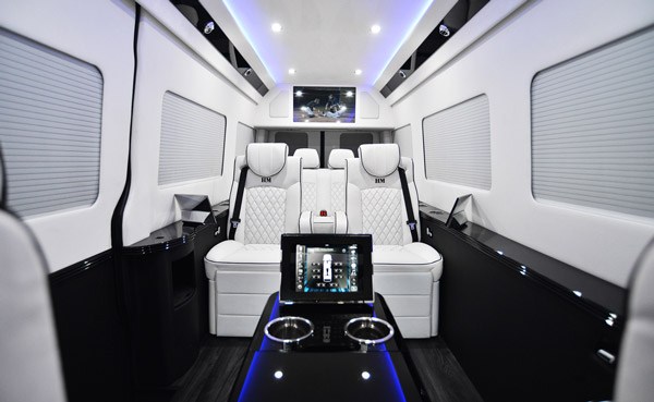 Hughes Marino Mercedes Sprinter, fully equipped with massaging recliners.